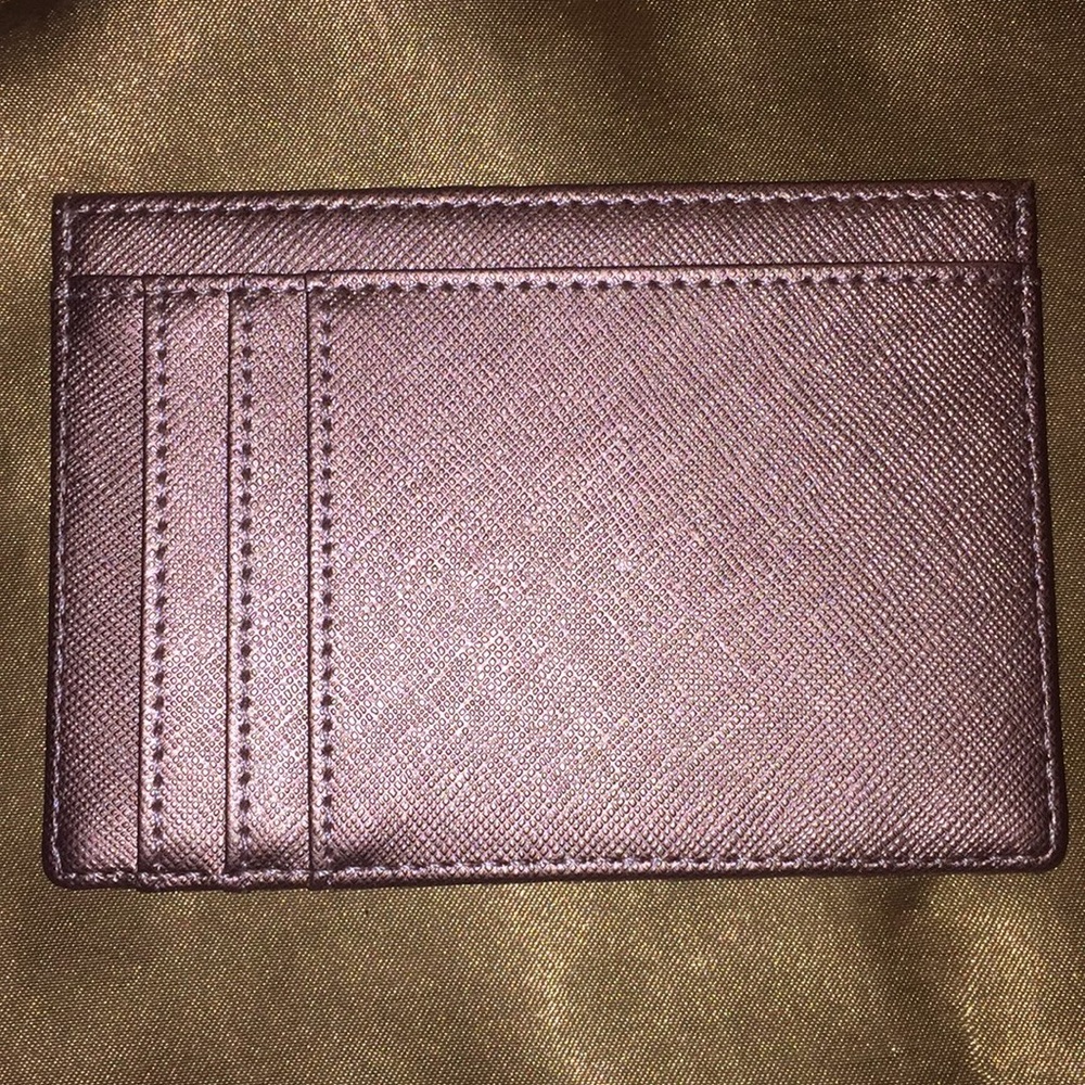 Rose gold credit card holder.